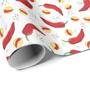 Elegant Red Chile Pattern Wrapping Paper