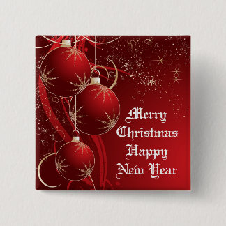 Elegant Red Christmas 15 Cm Square Badge