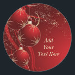 Elegant Red Christmas Classic Round Sticker<br><div class="desc">Decorative Christmas ornaments wit lace and stary flair.</div>