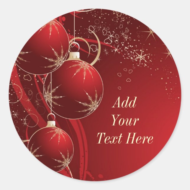 Elegant Red Christmas Classic Round Sticker (Front)