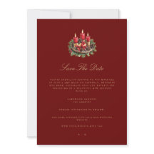 Elegant Red Christmas Decor Save The Date Card