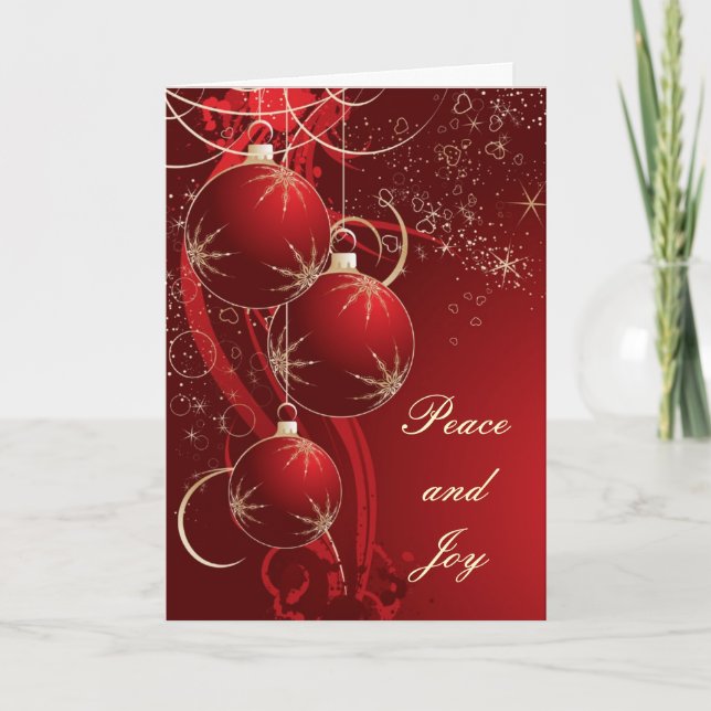 Elegant Red Christmas Holiday Card (Front)
