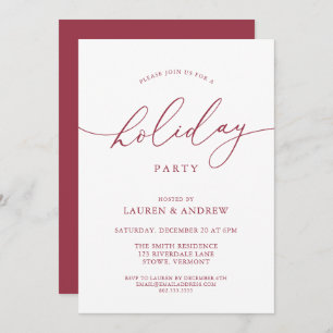 Elegant Red Christmas Holiday Party Invitation