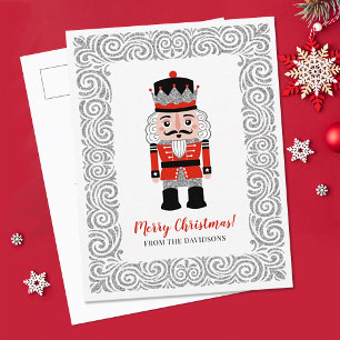 Elegant Red Christmas Nutcracker Holiday Postcard
