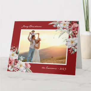 Elegant Red Christmas Photo Holiday Card