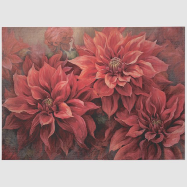 Elegant Red Christmas Poinsettia for Decoupage Tissue Paper (Front)
