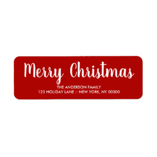 Elegant red Christmas Return Address  Label