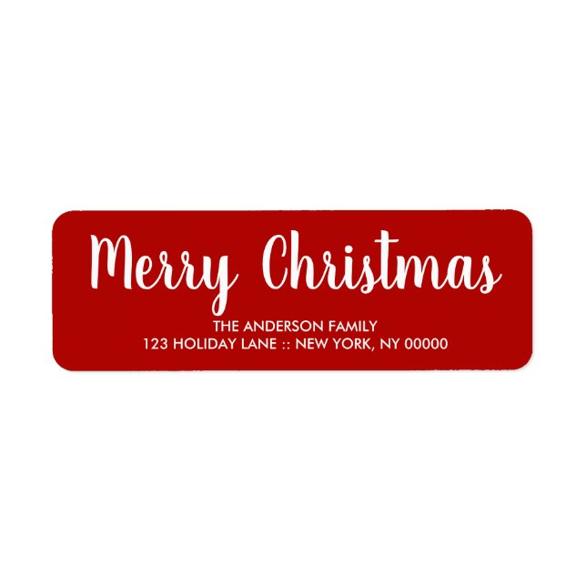Elegant red Christmas Return Address  Label (Front)