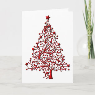 Elegant Red Christmas Tree Card