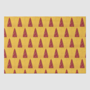 Elegant Red Christmas tree Gold merry Xmas Patter Tissue Paper