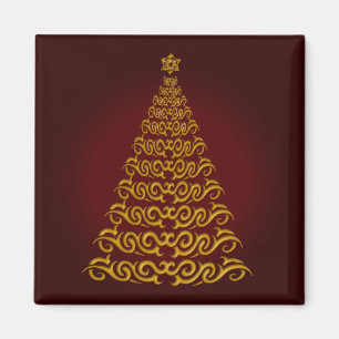 Elegant Red Christmas Tree Magnet