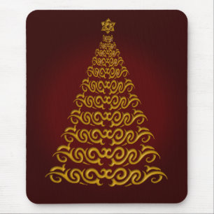 Elegant Red Christmas Tree Mouse Pad