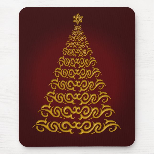 Elegant Red Christmas Tree Mouse Pad (Front)