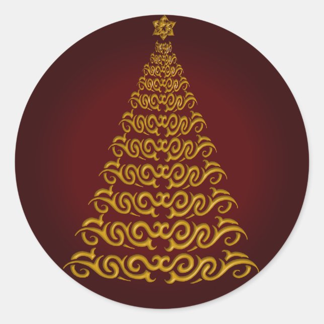 Elegant Red Christmas Tree Stickers (Front)