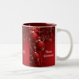 Elegant Red Christmas Two-Tone Coffee Mug