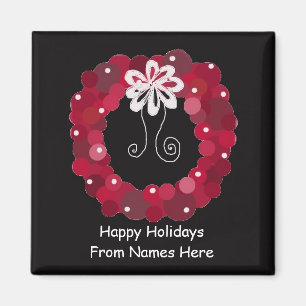 Elegant Red Christmas Wreath Magnet