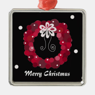 Elegant Red Christmas Wreath Metal Tree Decoration