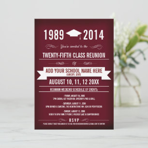 Elegant Red Class Reunion Invitations