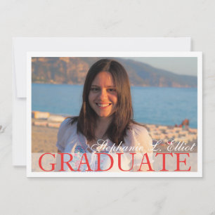 Elegant red classy graduation portrait invitation