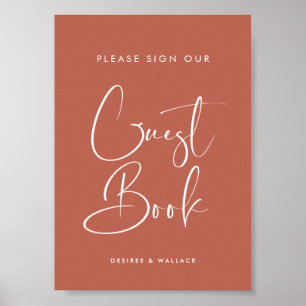 Elegant Red clay Guest book wedding sign