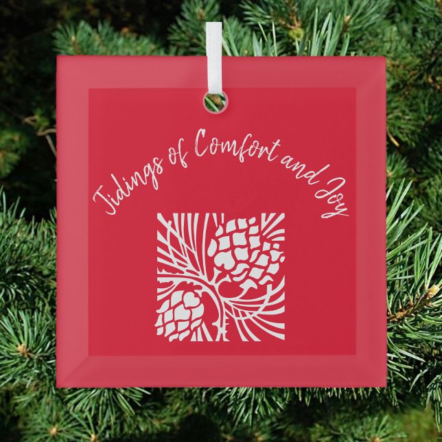 Elegant Red Comfort and Joy  Glass Tree Decoration (Creator Uploaded)