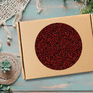 Elegant Red Confetti on Black Glitter Style Classic Round Sticker