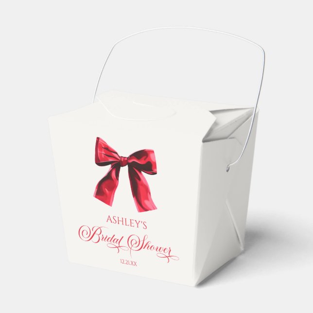 Elegant Red Coquette Bow Bridal Shower Favour Box (Front Side)