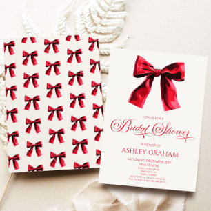 Elegant Red Coquette Bow Bridal Shower Invitation