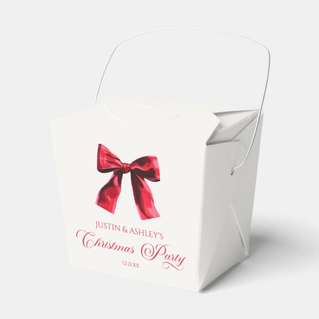 Elegant Red Coquette Bow Christmas Party Favour Box (Front Side)