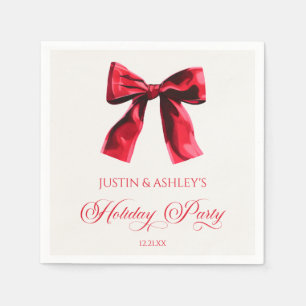 Elegant Red Coquette Bow Holiday Party Napkin