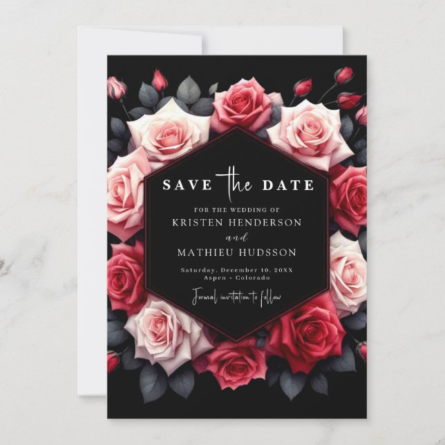 Elegant Red Crimson Red Wedding Save The Date (Front)