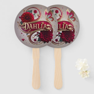 Elegant Red Dahlia Flower Art Hand Fan