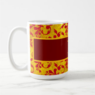 Elegant Red Damask and Gold Texture Coffee Mug