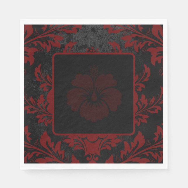Elegant red damask Christmas custom Paper  Napkin (Front)