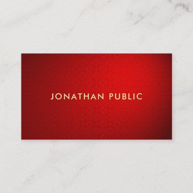 Elegant Red Damask Gold Text Professional Template Business Card (Front)