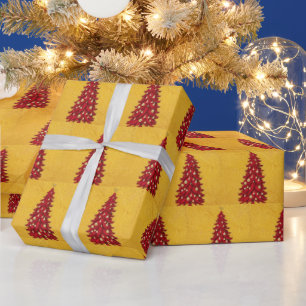 Elegant Red Deer Moose Gold Snow merry Xmas Patter Wrapping Paper