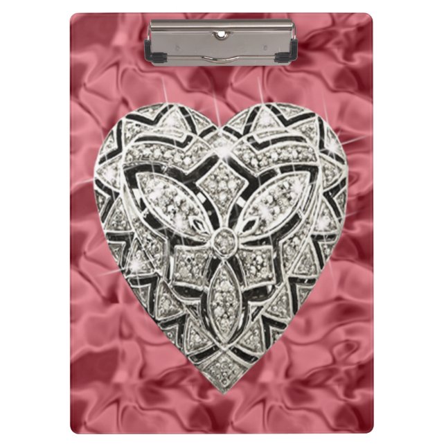 Elegant Red Designer Heart Clipboard (Front)