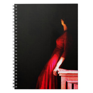 Elegant Red Dress  Mysterious Woman in Shadows Notebook