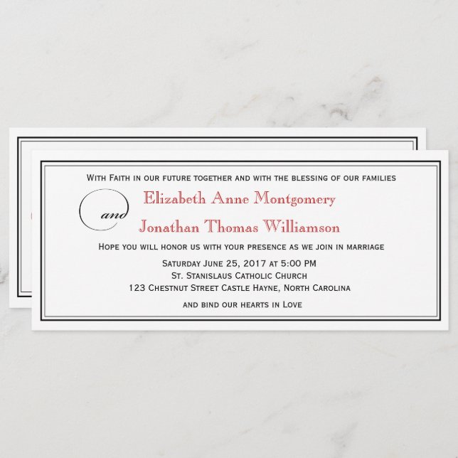 Elegant Red Faith Hope Love Wedding Invitation (Front/Back)