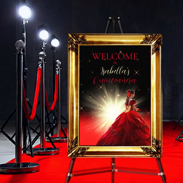 Elegant Red Faux Glitter Quinceañera | Birthday Foil Prints (Creator Uploaded)