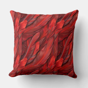 Elegant red feathers cushion