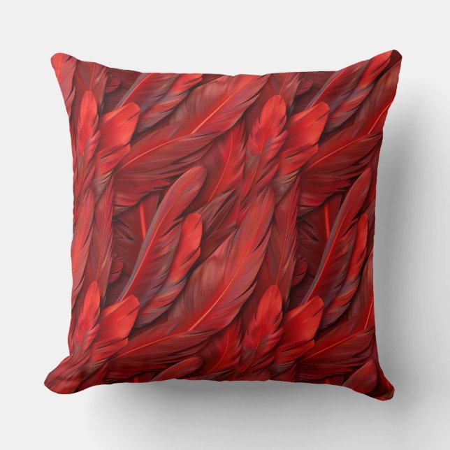 Elegant red feathers cushion (Front)