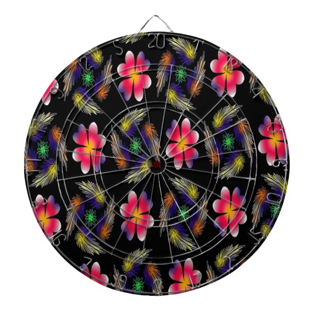 Elegant Red Floral Dartboard (Front)