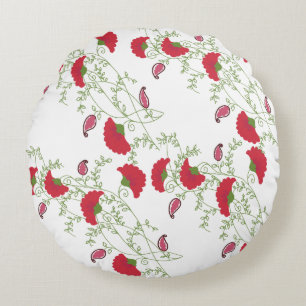 Elegant Red Floral Embroidery Motif Throw Pillow