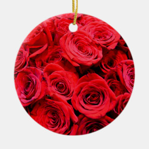 Elegant red floral flowers Red Roses rose garden Ceramic Tree Decoration