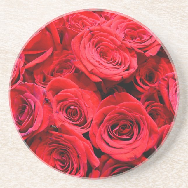 Elegant red floral flowers Red Roses rose garden Coaster (Front)