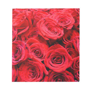 Elegant red floral flowers Red Roses rose garden Notepad
