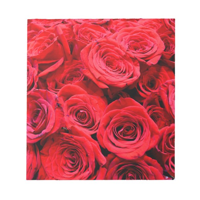 Elegant red floral flowers Red Roses rose garden Notepad (Front)