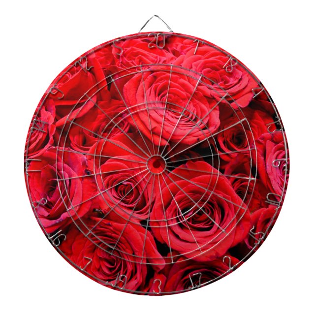 Elegant red floral flowers roses dartboard (Front)