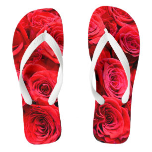 Elegant red floral flowers roses thongs